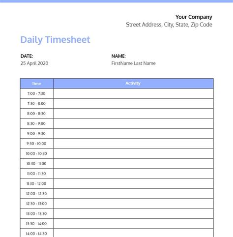 Free Google Sheets Timesheet Templates