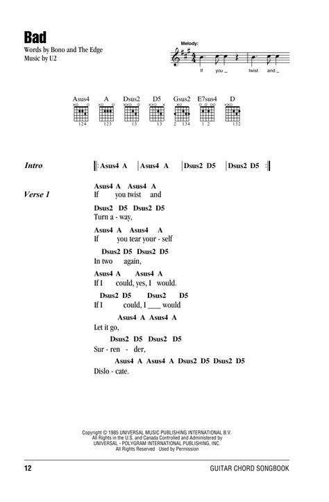 Bad by U2 - Guitar Chords/Lyrics - Guitar Instructor