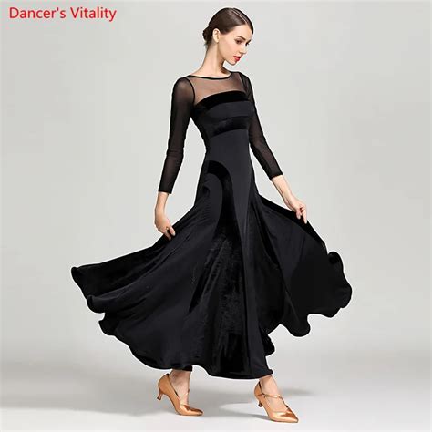 Fashion Ballroom Dance Dress Autumn Winter Velvet Warm Big Swing ...