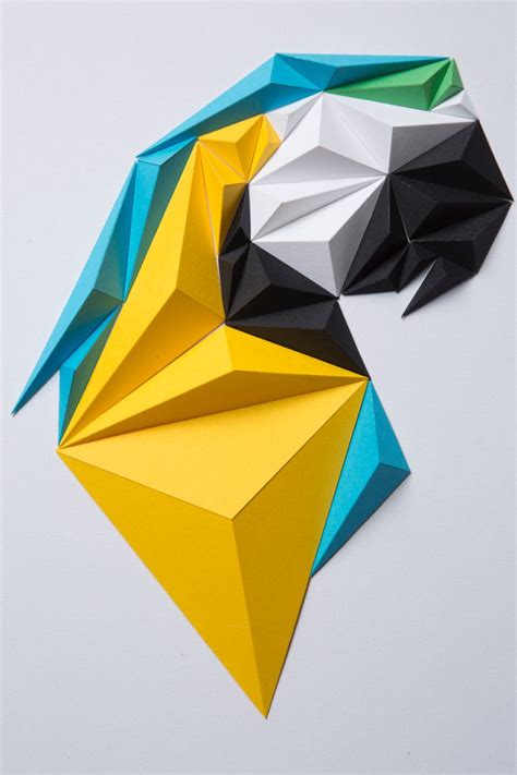 Macaw Portrait | Detail | Origami wall art, Geometric origami, Geometric art animal