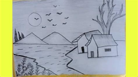 Natural Scenery Pencil Drawing For Kids