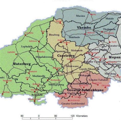 Map of Limpopo Province showing the five district and 25 local... | Download Scientific Diagram