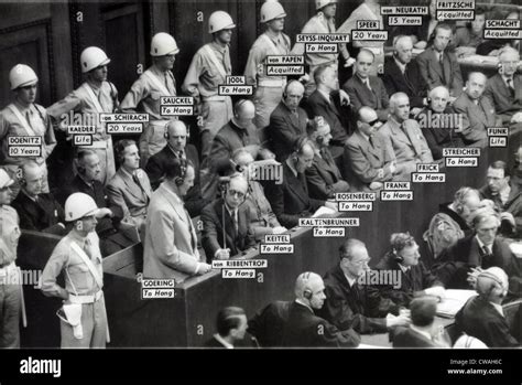 Nazi World War II leaders in the prisoners' box at the war crimes trial at Nuremberg, Germany ...