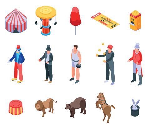 Circus icons set, isometric style 8490653 Vector Art at Vecteezy