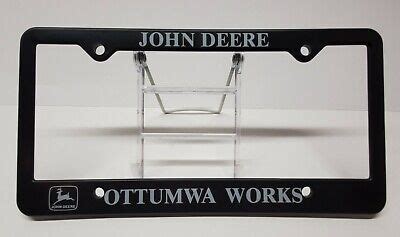 John Deere Ottumwa Works License Plate Frame Plastic Black with White ...