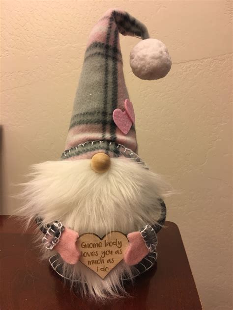 Valentine gnome holding a loving message. Created by Honey Blossom Farms | Gnomes, Gnomes diy ...