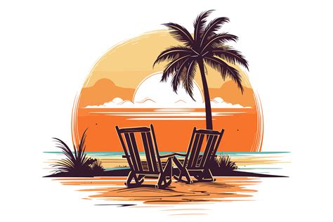 Sunset Beach Clipart Graphic by Illustrately · Creative Fabrica