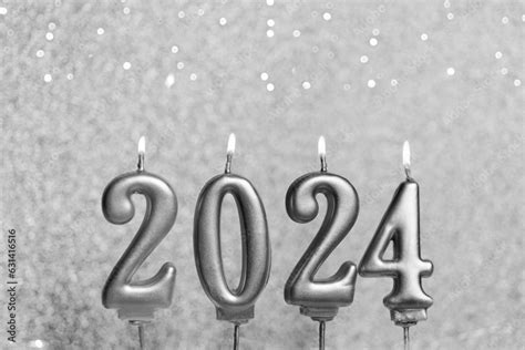 Happy new year 2024 silver background with number. Christmas card ...