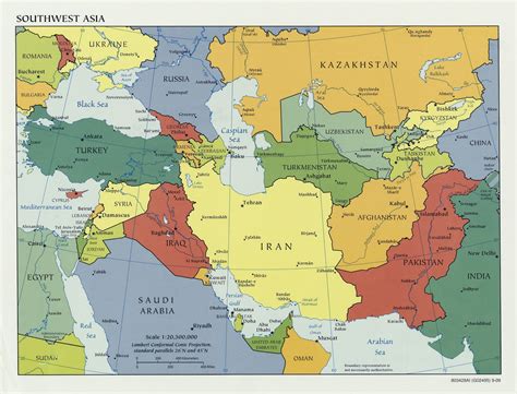 Politische Landkarte von Südwestasien (2009, Englisch) | Landkarten kostenlos – Cliparts kostenlos