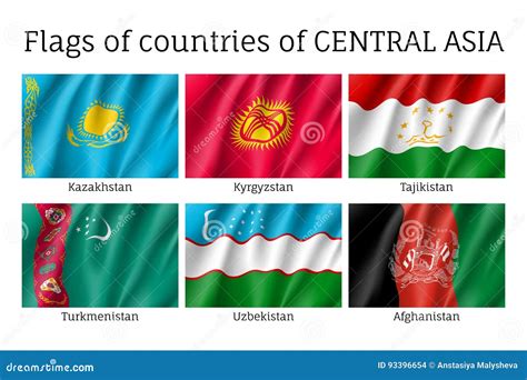 Set of Flags of Central Asia Stock Vector - Illustration of nation ...