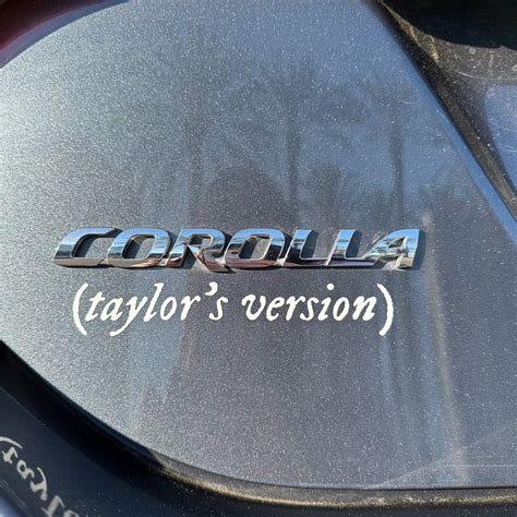 taylor’s version | car decal in 2023 | Swift car accessories, Cute car accessories, Corolla car