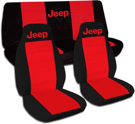 Jeep Wrangler YJ/TJ/JK 1987-2017 Two-Tone Seat Covers w Logo Full Set Front+Rear | eBay