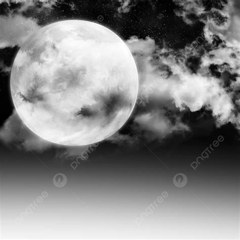 Full Moon On Sky With Clouds Transparent, Full Moon, Night Sky, Night ...