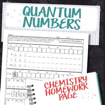 Quantum Numbers Chemistry Homework Worksheet by Science With Mrs Lau