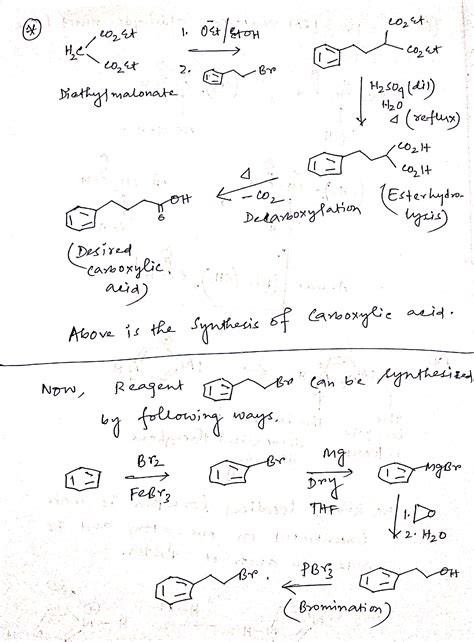 [Solved] Starting from diethyl malonate, outline the steps (showing reagents... | Course Hero