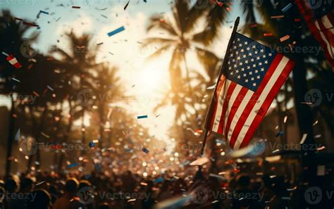 People waving American flags in a parade, Generative Ai 29504826 Stock Photo at Vecteezy