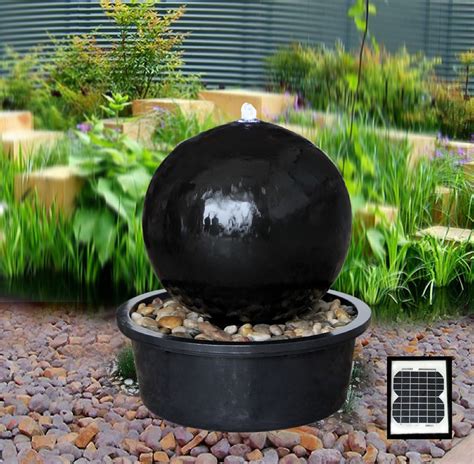 Solar Powered Black Ceramic Sphere Water Feature I want this in ORANGE | Patio water feature ...