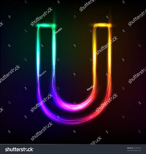 Vector Alphabet Neon Letter U: vector de stock (libre de regalías) 72453514