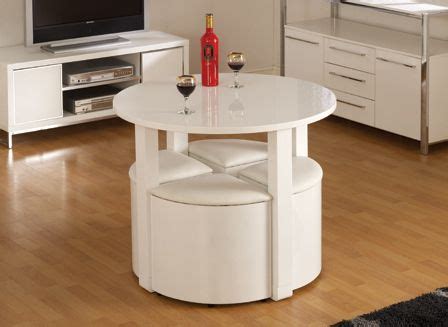 Charisma High Gloss Stowaway Round Dining Table Set & 4 Stools - Black or White | eBay | Compact ...