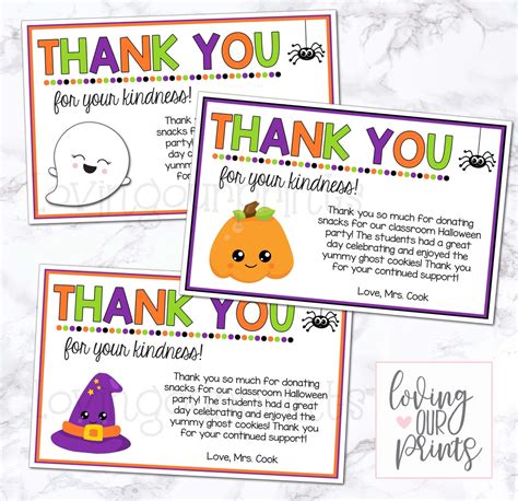 Editable Halloween Thank You Cards, Halloween Thank You Notes, Halloween Thank You Card Template ...