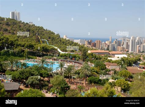 Aqualandia water park and Benidorm skyline from Mundomar, Benidorm ...