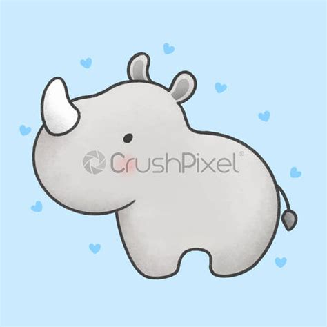 Cute baby rhino cartoon hand drawn style - stock vector 1366939 | Crushpixel