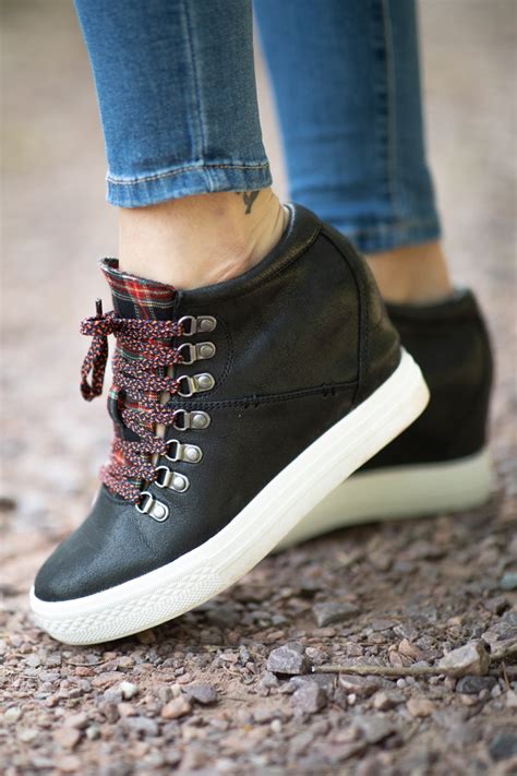 Black Lace Up Sneaker Wedge · Filly Flair