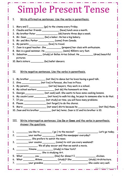 Present Simple Tense Exercises | Simple present tense worksheets ...