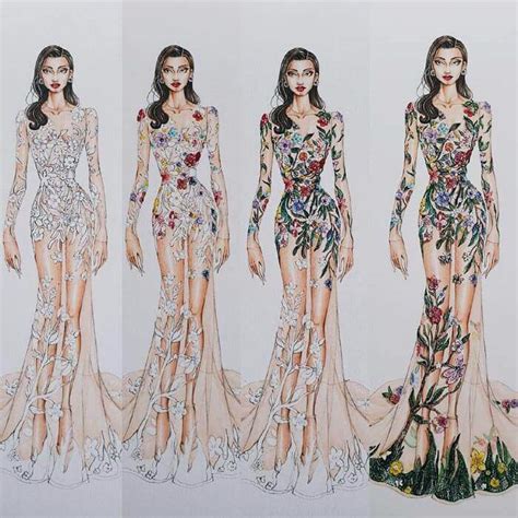 Gorgeous fashion dress drawings by Arron Lam on TrendyArtIdeas