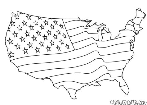 Coloring page - American flag Map