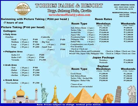 TORRES FARM AND RESORT RATES - Torres Farm Hotel and Resort