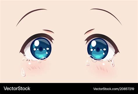 Crying eyes anime manga girls Royalty Free Vector Image