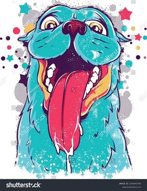 Cartoon Dog Tongue Out Print Stock Vector (Royalty Free) 2190443765 | Shutterstock