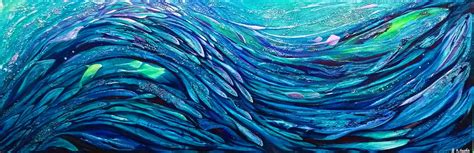 Sea life wave – Original painting SOLD | Deep Impressions Underwater Art
