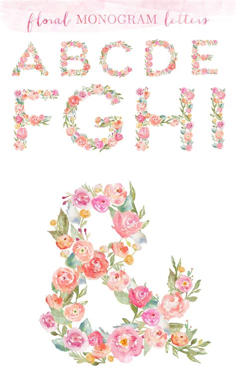 Monogram Floral Alphabet Letters ~ Illustrations ~ Creative Market