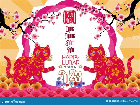 Happy Lunar New Year 2023, Vietnamese New Year, Year Of The Cat Cartoon ...