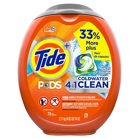 Tide PODS Coldwater Clean Liquid Laundry Detergent Pacs, Fresh Scent ...