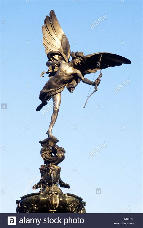 Eros Piccadilly Circus London statue England UK winged wings bow Stock ...