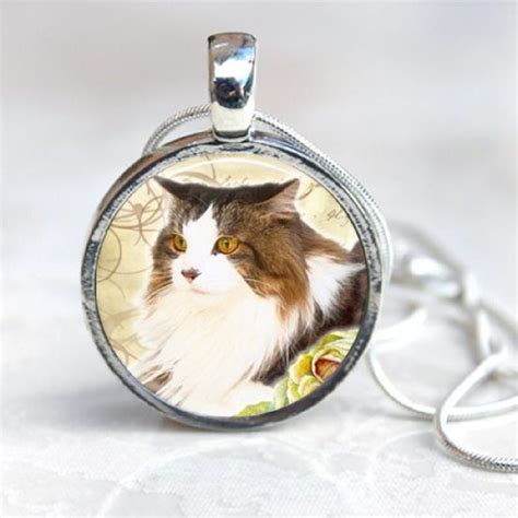 Calico Angora Cat Pendant Long Haired Cat by SouthernBelleOOAK