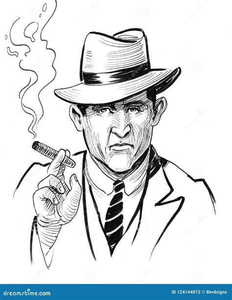 Gentleman with a cigar stock illustration. Illustration of character ...