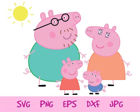 Peppa Pig Family Vectors Files Downloadable Mummy Pig SVG - Etsy