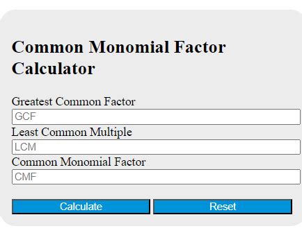 Common Monomial Factor Calculator - Calculator Academy