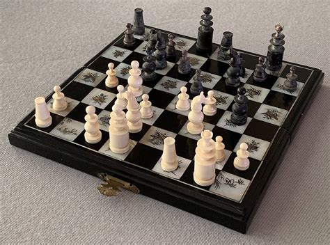 Buffalo Horn Miniature Chess Set - www.ChessAntiques.com