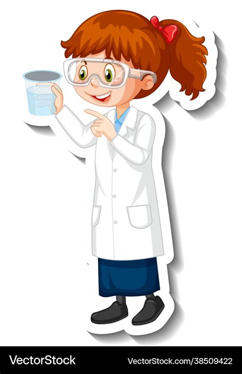 Scientist girl cartoon character with science Vector Image