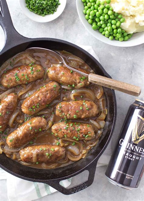 Homemade Irish Sausage with Onion Stout Gravy - Simply Whisked