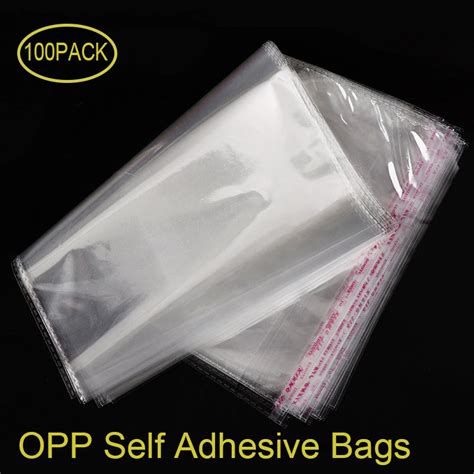 100 Pcs OPP Self Adhesive Seal Plastic Bags Transparent Clear ...