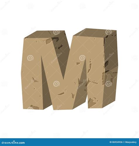 Letter M Stone Font. Rock Alphabet Symbol. Stones Crag ABC Sign Vector ...