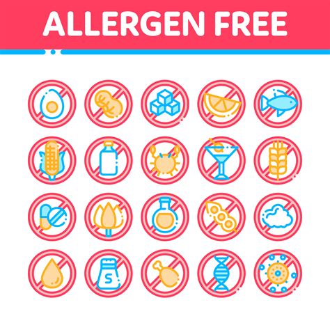 Allergen Free Products Vector Thin Line Icons Set 17324336 Vector Art at Vecteezy