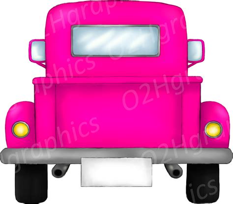 Vintage Pink Pickup Trucks Clipart, Vehicle Clipart, Vector Clipart ...