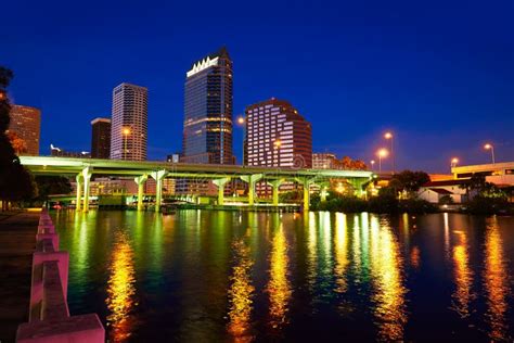 Florida Tampa Skyline at Sunset in US Stock Photo - Image of landmark, hillsborough: 73514212